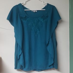 Unique Teal winged sleeve blouse